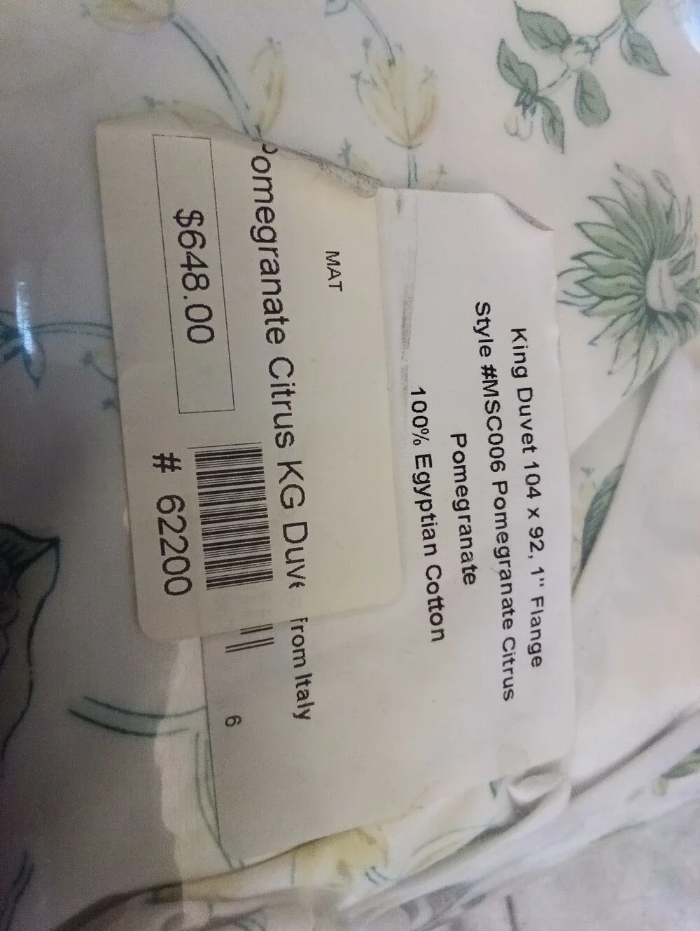 Matouk Schumacher King Size Duvet Cover Pomegranate Citrus New In Package